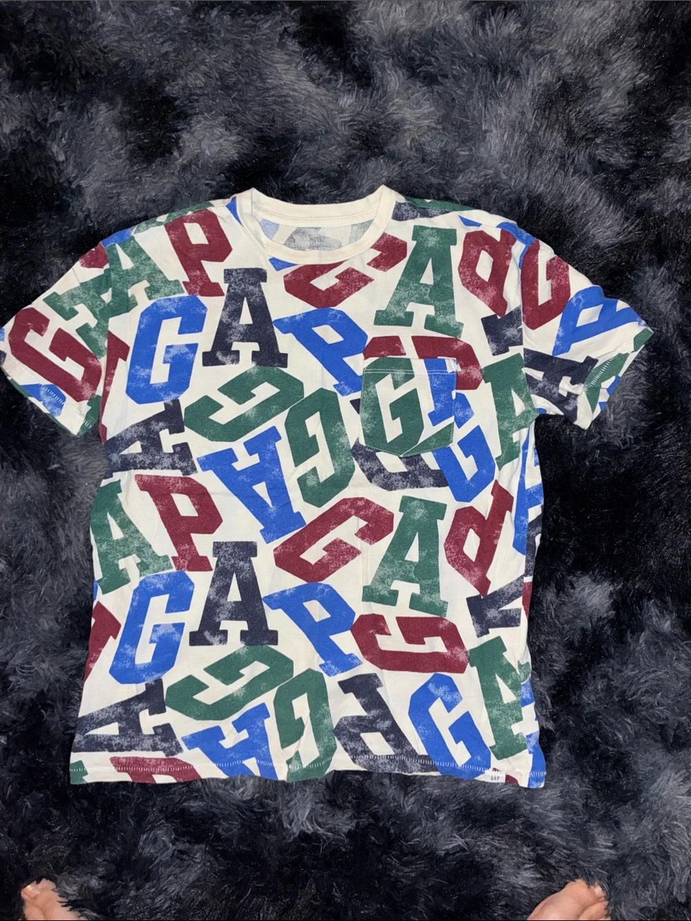 GAP Kids Short Sleeve Tees - Blue, Green & Multi Print patchwork lot of 3 XL